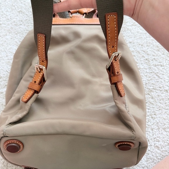 Dooney And Bourke Allie Nylon Beige Brown Leather Backpack Authentic main image 6